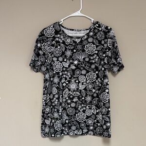 Blair Black and White Floral Short Sleeve Top